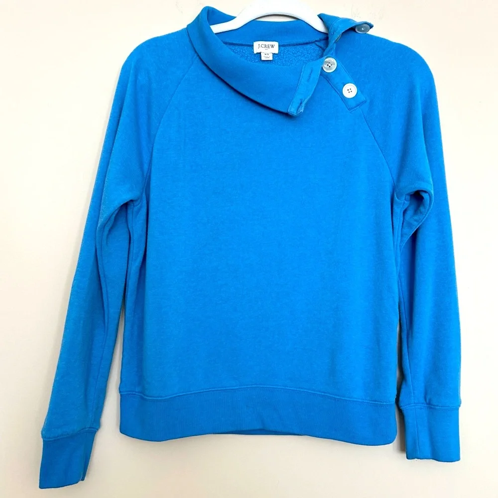 J. Crew Women’s Vibrant Blue Button-Collar Pullover Sweatshirt